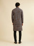 Manyavar Black and Beige Chikankari Grid Print Kurta Set