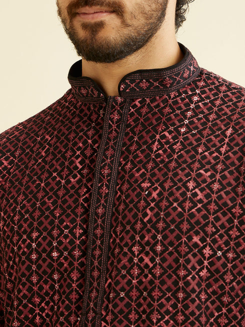 Manyavar Regal Black Kurta Pajama Set