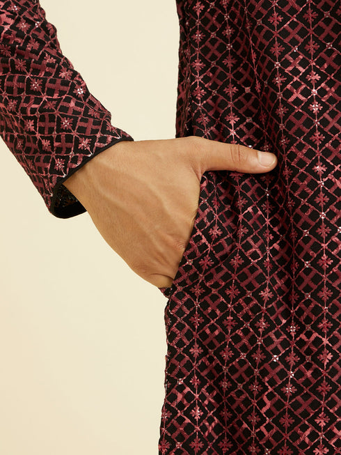 Manyavar Regal Black Kurta Pajama Set