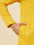 Manyavar Vibrant Yellow Chikankari Embroidered Kurta Set
