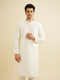 Manyavar Cream White Sequinned Kurta Set