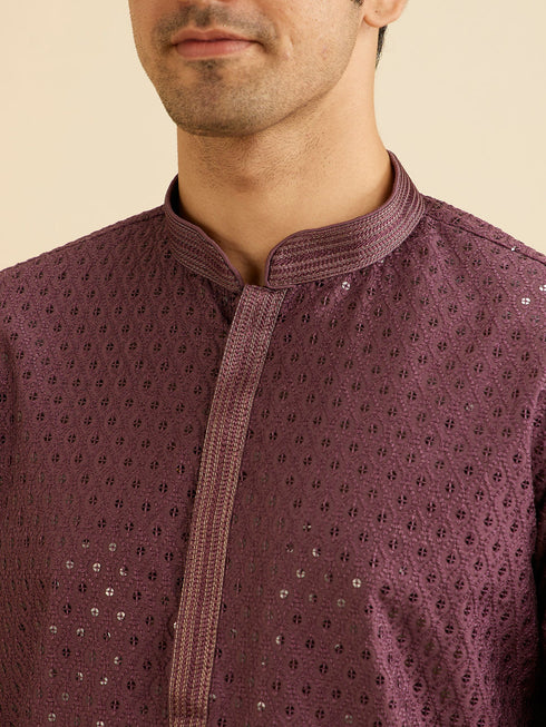 Manyavar Royal Purple Sequinned Kurta Set