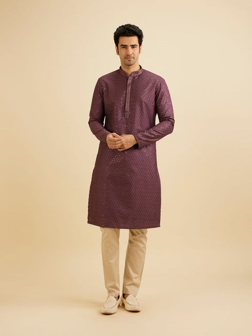 Manyavar Royal Purple Sequinned Kurta Set