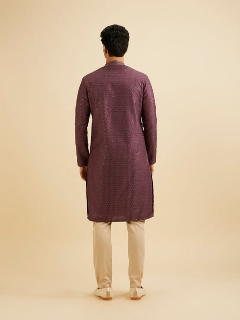 Manyavar Royal Purple Sequinned Kurta Set