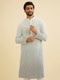 Manyavar Ash Grey Ombre Kurta Set with Chikankari Work