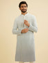 Manyavar Ash Grey Ombre Kurta Set with Chikankari Work