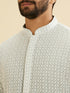 Manyavar Ash Grey Ombre Kurta Set with Chikankari Work