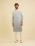 Manyavar Ash Grey Ombre Kurta Set with Chikankari Work