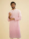 Manyavar Bubblegum Pink Ombre Kurta Set with Chikankari Work
