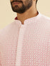 Manyavar Bubblegum Pink Ombre Kurta Set with Chikankari Work