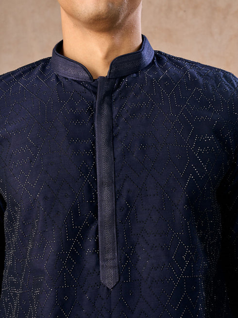 Manyavar Mystic Dark Blue Kurta Pajama Set