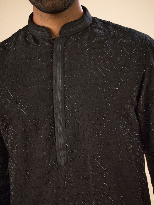 Manyavar Black Elegance Kurta Pajama