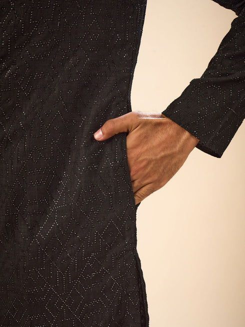 Manyavar Black Elegance Kurta Pajama