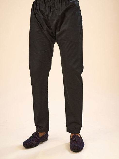 Manyavar Black Elegance Kurta Pajama
