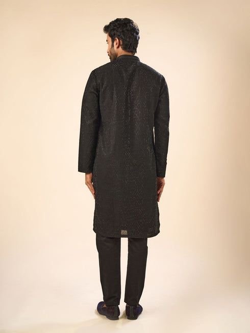 Manyavar Black Elegance Kurta Pajama