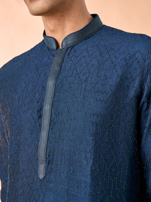 Manyavar Teal Blue Elegance Kurta Pajama