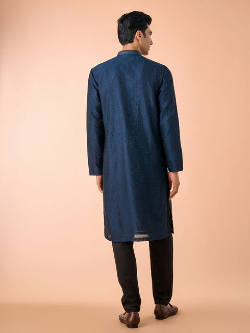 Manyavar Teal Blue Elegance Kurta Pajama