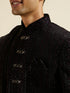 Manyavar Midnight Black Jaal Patterned Sequinned Sherwani Set