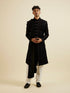Manyavar Midnight Black Jaal Patterned Sequinned Sherwani Set