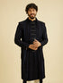 Manyavar Indigo Blue Jaal Patterned Sequinned Sherwani Set