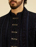 Manyavar Indigo Blue Jaal Patterned Sequinned Sherwani Set