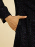 Manyavar Indigo Blue Jaal Patterned Sequinned Sherwani Set