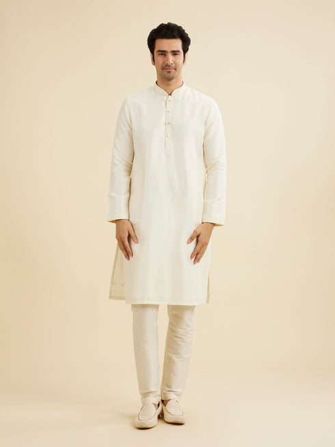 Manyavar Cream Beige Bel Buti Embroidered Jacket Set