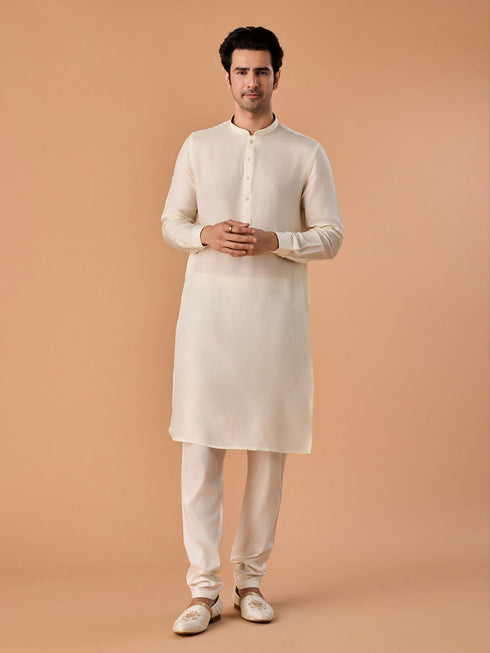 Manyavar Sunset Cream Kurta Jacket Set