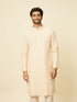 Manyavar Sand Beige Grid Patterned Chikankari Kurta Set