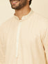 Manyavar Sand Beige Grid Patterned Chikankari Kurta Set