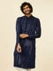 Manyavar Dark Blue Chikankari Kurta Set