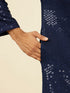 Manyavar Dark Blue Chikankari Kurta Set