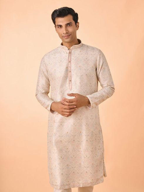 Manyavar Elegant Cream Kurta Pajama