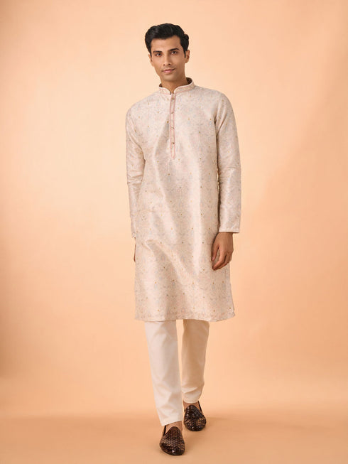 Manyavar Elegant Cream Kurta Pajama