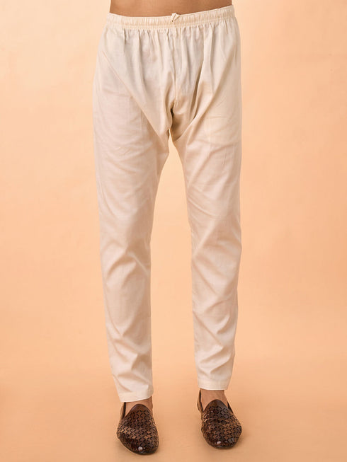Manyavar Elegant Cream Kurta Pajama