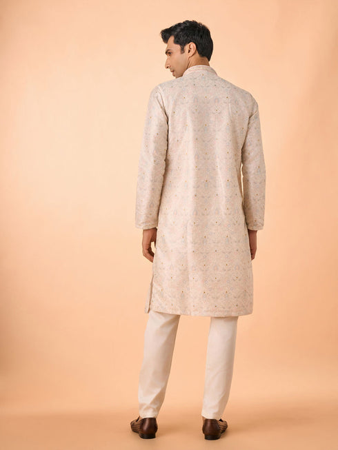 Manyavar Elegant Cream Kurta Pajama