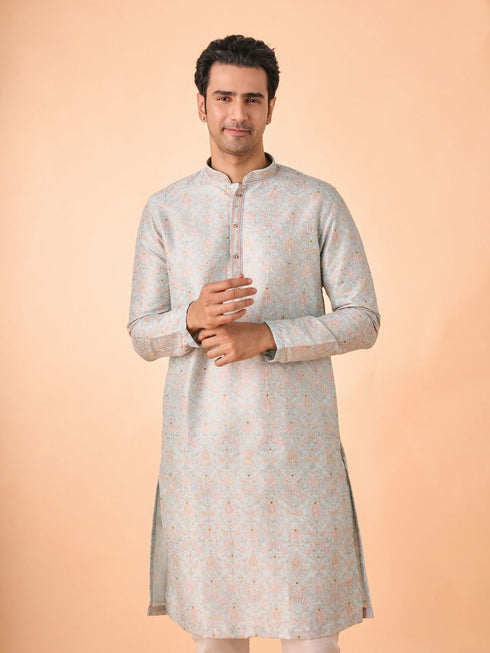 Manyavar Light Blue Splendor Kurta Pajama