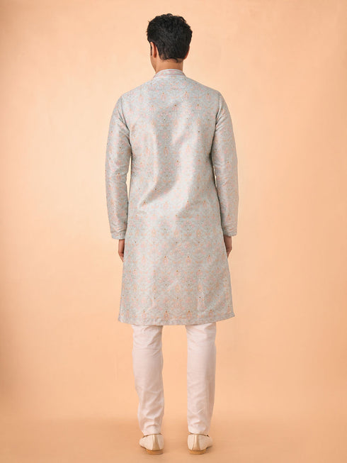Manyavar Light Blue Splendor Kurta Pajama
