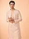 Manyavar Festive Peach Viscose Kurta Pajama