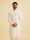 Manyavar Cream Georgette Chikankari Kurta Pajama