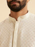 Manyavar Cream Georgette Chikankari Kurta Pajama