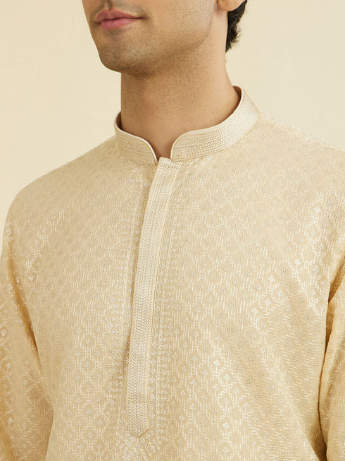Manyavar Regal Beige Ensemble Kurta Pajama