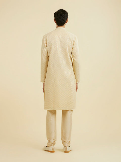 Manyavar Regal Beige Ensemble Kurta Pajama