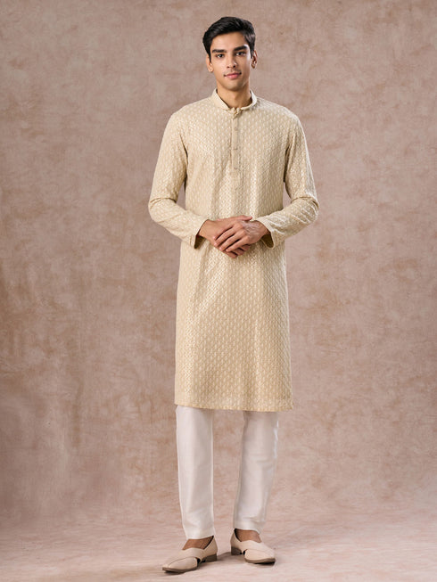 Manyavar Regal Pista Green Georgette Kurta Pajama