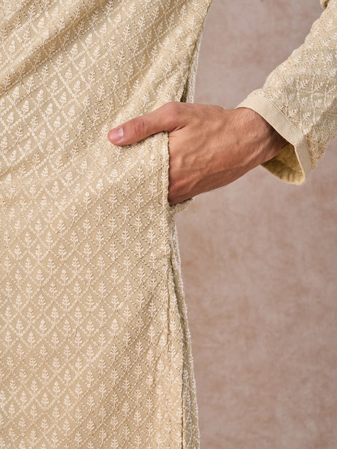 Manyavar Regal Pista Green Georgette Kurta Pajama