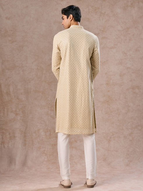 Manyavar Regal Pista Green Georgette Kurta Pajama
