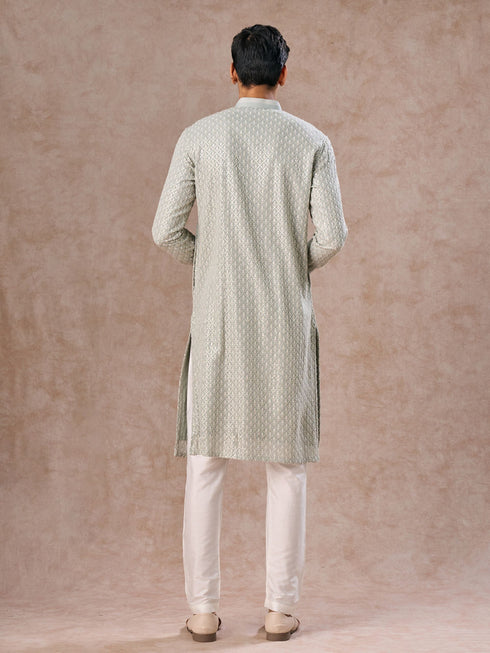 Manyavar Glistening Aqua Green Kurta Pajama