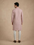 Manyavar Pink Georgette Kurta Pajama Set with Thread Embroidery & Sequin Detailing