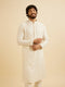Manyavar Cream White Chikankari Work Kurta Set