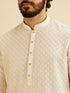 Manyavar Cream White Chikankari Work Kurta Set